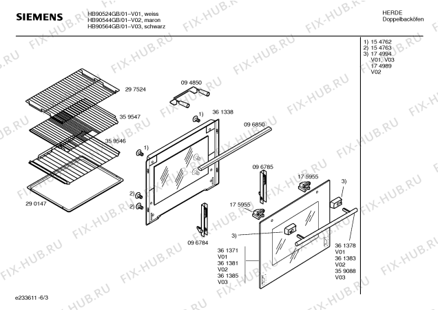 Схема №1 HB90564GB с изображением Панель управления для электропечи Siemens 00361384