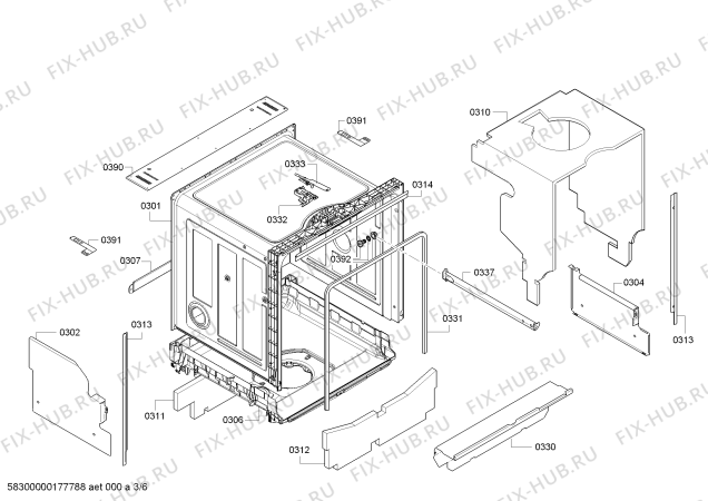 Взрыв-схема посудомоечной машины Siemens SN59E500NL - Схема узла 03