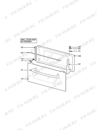 Взрыв-схема плиты (духовки) Tricity Bendix TBD903W - Схема узла H10 Grill door assy