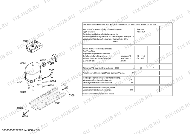 Схема №1 KS40U650GB с изображением Компрессор для холодильника Bosch 00144119