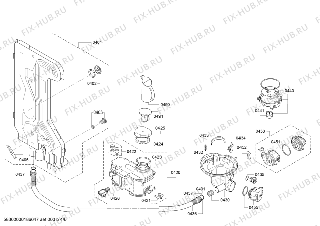 Взрыв-схема посудомоечной машины Bosch SMS50D12FF Serie 4 - Схема узла 04