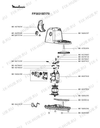 Схема №1 FP602148/703 с изображением Корпусная деталь для кухонного измельчителя Moulinex MS-0697914