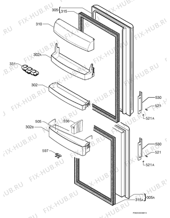 Взрыв-схема холодильника Aeg Electrolux S65340KG2 - Схема узла Door 003