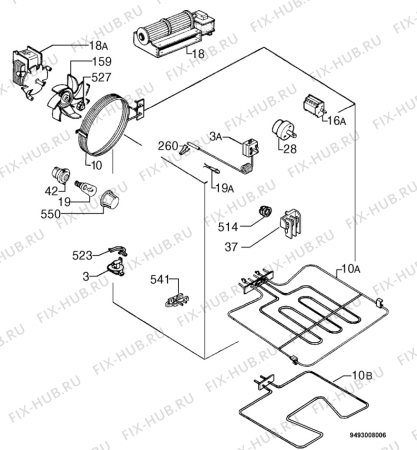 Взрыв-схема плиты (духовки) Zanussi ZBQ631W - Схема узла Electrical equipment 268