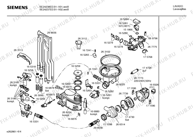 Взрыв-схема посудомоечной машины Siemens SE24238EE Lady of Spain - Схема узла 04