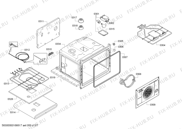 Взрыв-схема плиты (духовки) Bosch HCE854451A - Схема узла 03