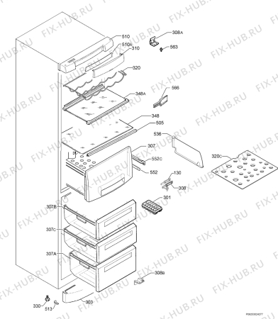 Взрыв-схема холодильника Electrolux ERB3651X - Схема узла Housing 001