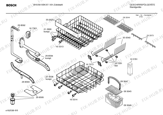 Взрыв-схема посудомоечной машины Bosch SHU5615SK - Схема узла 06