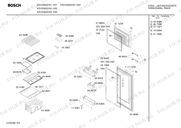 Взрыв-схема холодильника Bosch KSV25622 - Схема узла 02