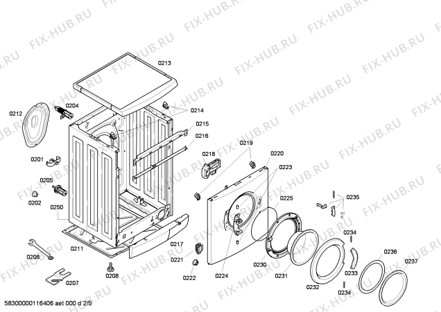 Взрыв-схема стиральной машины Bosch WAE24190NL Exclusiv Bosch Maxx 6 - Схема узла 02