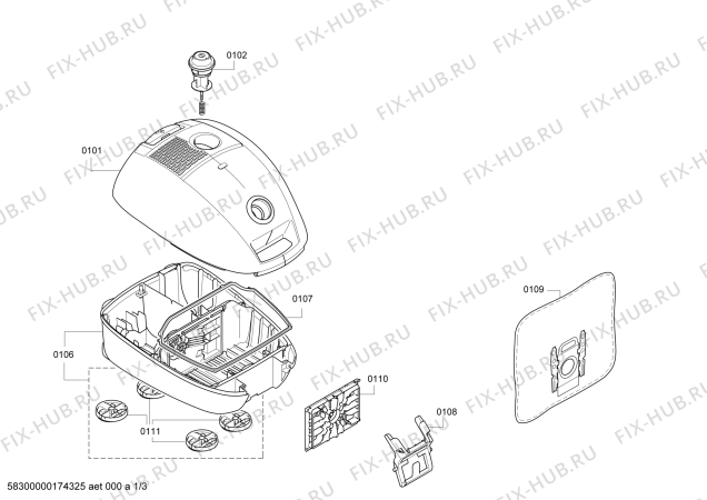 Схема №2 BGL32222 2200W parquet с изображением Крышка для мини-пылесоса Bosch 00790934