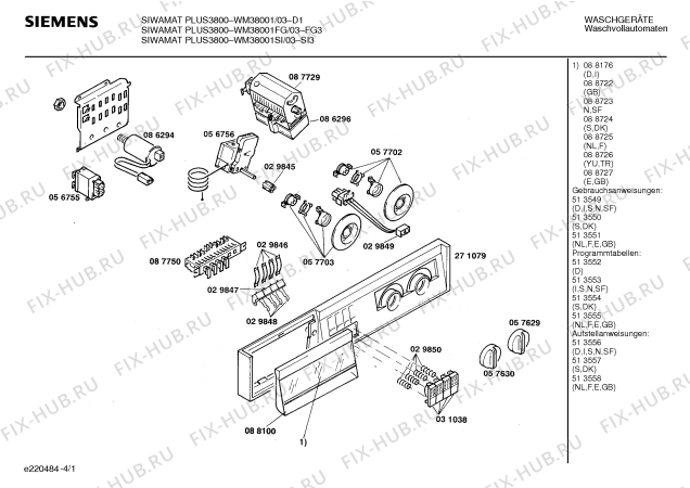 Схема №2 WM38001SI SIWAMAT PLUS 3800 с изображением Панель управления для стиралки Siemens 00271079