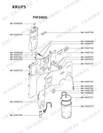 Взрыв-схема кофеварки (кофемашины) Krups FNF245(0) - Схема узла QP001889.0P5