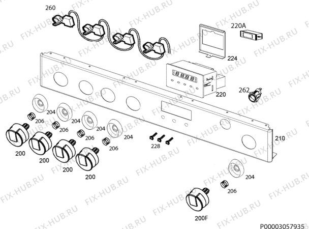 Взрыв-схема плиты (духовки) Electrolux EKG54100OX - Схема узла Command panel 037