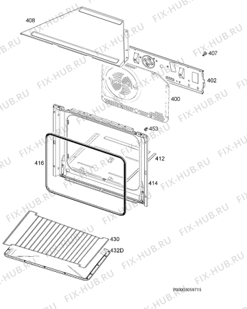 Взрыв-схема плиты (духовки) Electrolux REB2100AAX - Схема узла Oven