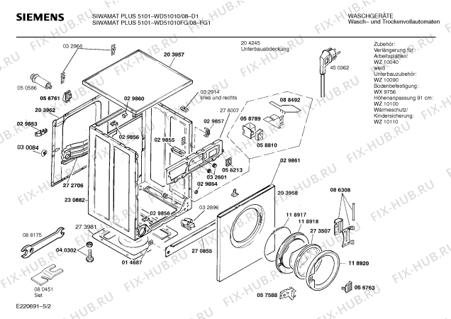 Схема №2 WD51010 SIWAMAT PLUS 5101 с изображением Панель управления для стиралки Siemens 00273799