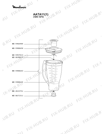 Взрыв-схема кухонного комбайна Moulinex AATA11(1) - Схема узла RP000359.1P2