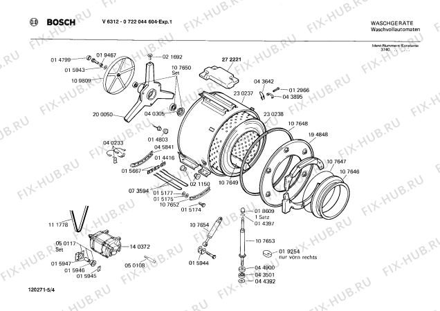 Взрыв-схема стиральной машины Bosch 0722044604 V6312 - Схема узла 04