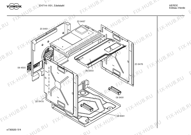 Взрыв-схема плиты (духовки) Vorwerk EH714 - Схема узла 04