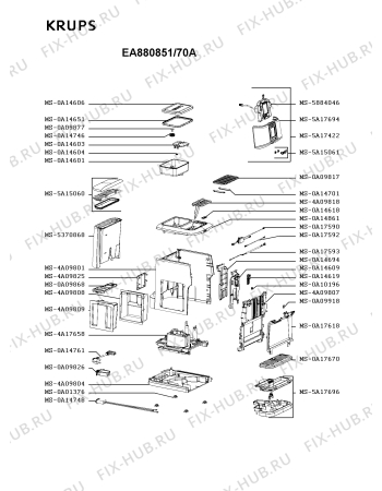 Схема №2 EA880851/70A с изображением Корпусная деталь для электрокофеварки Krups MS-5A17422