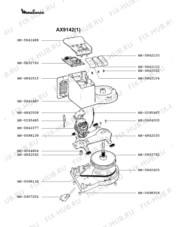 Взрыв-схема кухонного комбайна Moulinex AX9142(1) - Схема узла BP000598.7P2