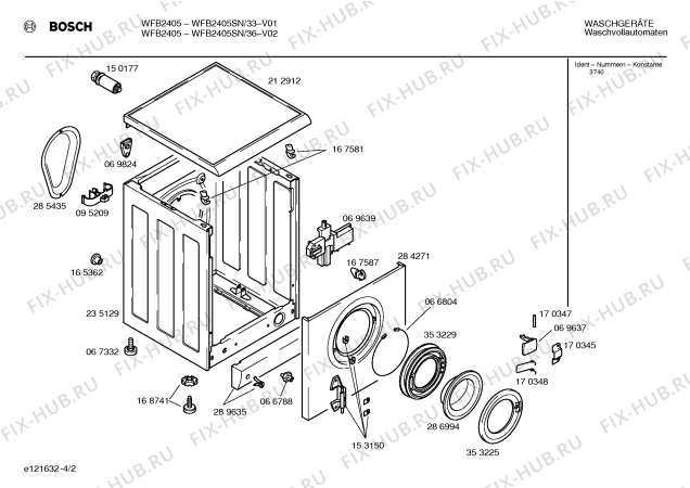 Схема №2 WFB2405SN с изображением Инструкция по эксплуатации для стиралки Bosch 00523491