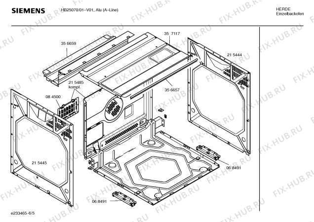 Взрыв-схема плиты (духовки) Siemens HB25070 - Схема узла 05