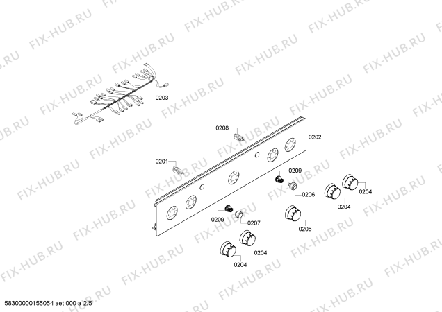 Взрыв-схема плиты (духовки) Bosch HGA223120Q - Схема узла 02