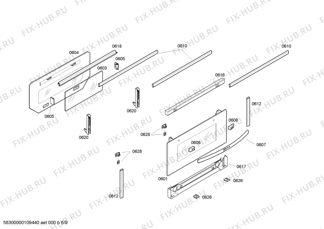 Схема №5 U1722N0GB с изображением Панель управления для плиты (духовки) Bosch 00445896