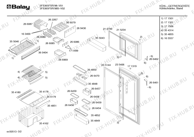 Схема №1 3FS367FSR/98S с изображением Инструкция по эксплуатации для холодильной камеры Bosch 00527802