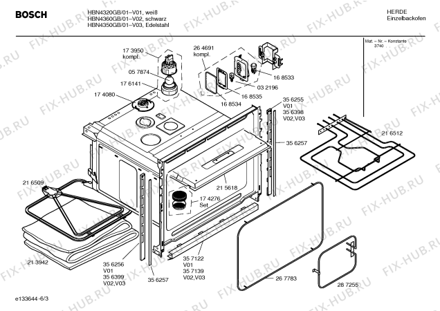 Взрыв-схема плиты (духовки) Bosch HBN4320GB - Схема узла 03