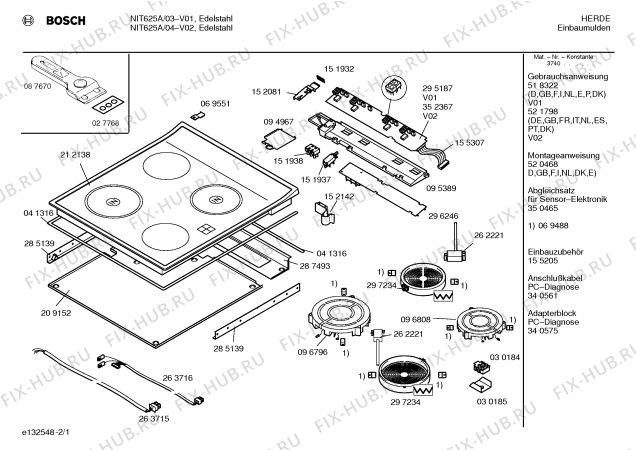 Схема №1 NIT625BEU с изображением Инструкция по эксплуатации для электропечи Bosch 00518322