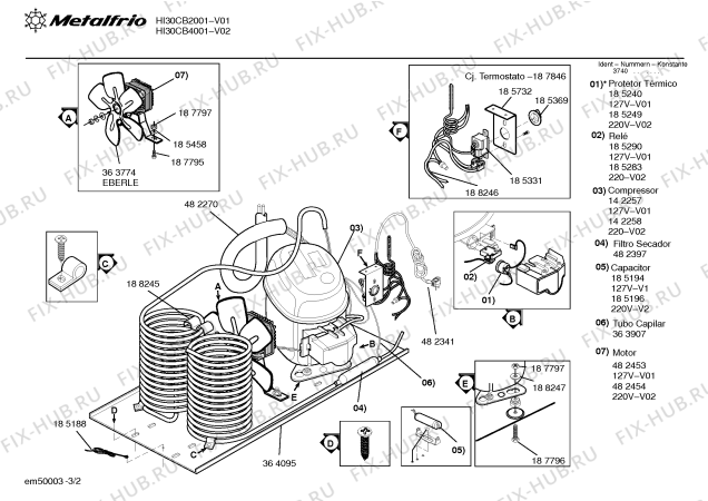 Взрыв-схема холодильника Metalfrio HI30CB2001 LINHA HORIZONTAL HI30C - Схема узла 02