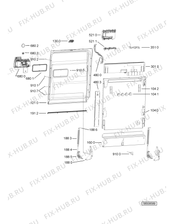 Схема №2 ADG 5622 FD с изображением Обшивка для электропосудомоечной машины Whirlpool 481010387191