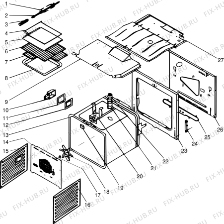 Взрыв-схема плиты (духовки) Indesit FE845 (F013060) - Схема узла