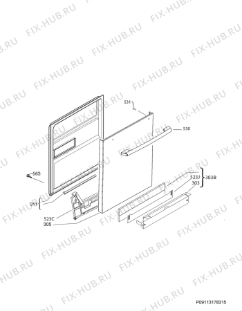 Взрыв-схема посудомоечной машины Electrolux EI24ID30QW0B - Схема узла Door 003