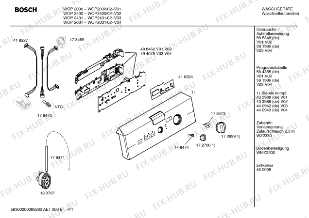 Схема №2 WOP2030 с изображением Панель управления для стиральной машины Bosch 00433988