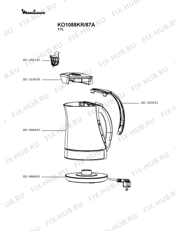 Схема №1 BY108810/87A с изображением Покрытие для чайника (термопота) Tefal SS-203030