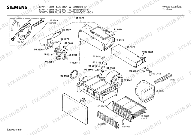 Взрыв-схема сушильной машины Siemens WT58010DC SIWATHERM PLUS 5801 - Схема узла 05