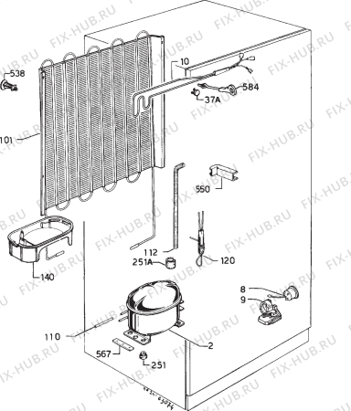 Взрыв-схема холодильника Juno JDF2401 - Схема узла Cooling system 017