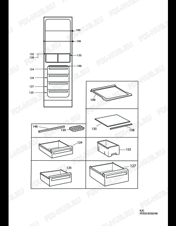Взрыв-схема холодильника Electrolux ERB34254W - Схема узла C10 Interior