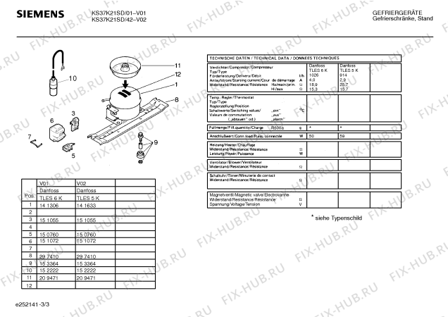 Взрыв-схема холодильника Siemens KS37K21SD - Схема узла 03