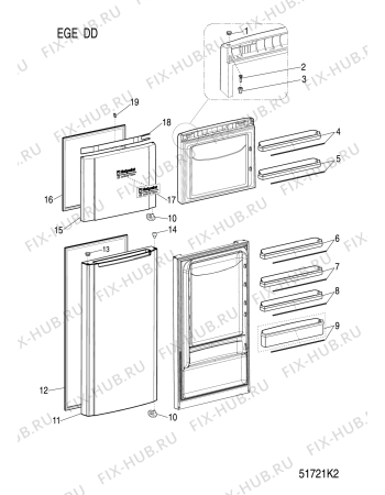Взрыв-схема холодильника Hotpoint-Ariston ENXTL192121FO3 (F154836) - Схема узла
