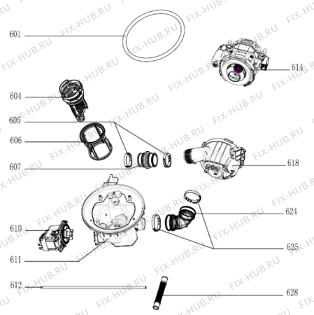 Взрыв-схема посудомоечной машины Gorenje GU63315X (498232, E5-Gorenje9#-BI) - Схема узла 06