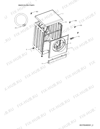 Схема №2 AWG 5101/M с изображением Уплотнитель (прокладка) для стиральной машины Whirlpool 482000009780