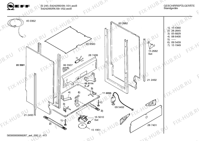 Схема №1 S4242G1RK с изображением Инструкция по эксплуатации для посудомойки Bosch 00518268