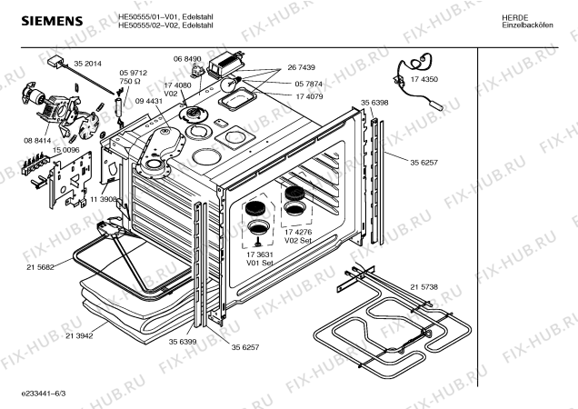 Взрыв-схема плиты (духовки) Siemens HE50555 - Схема узла 03