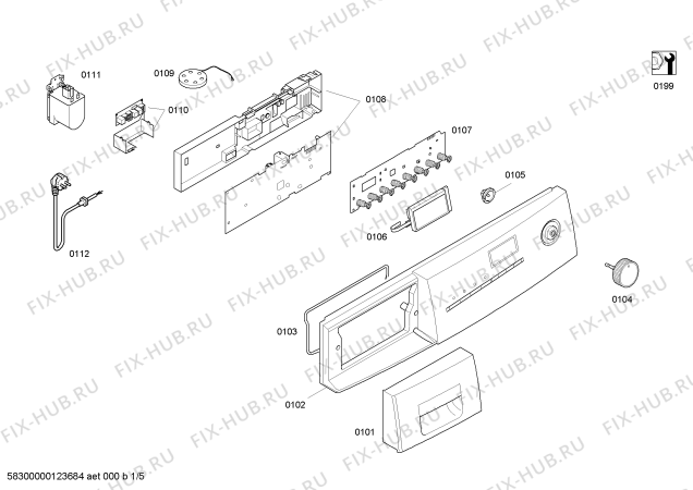 Схема №2 WD12D520NL с изображением Панель управления для стиралки Siemens 00665567