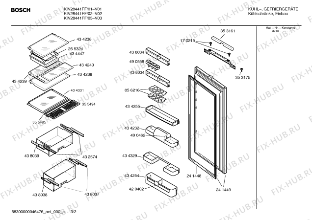 Взрыв-схема холодильника Bosch KIV28441FF - Схема узла 02