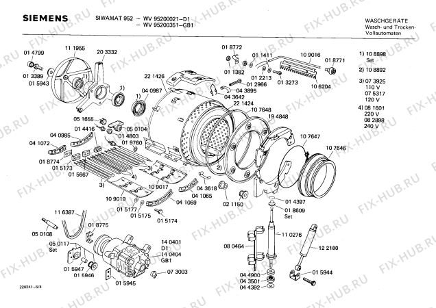 Схема №1 WV95200351 SIWAMAT 952 с изображением Панель для стиралки Siemens 00116643